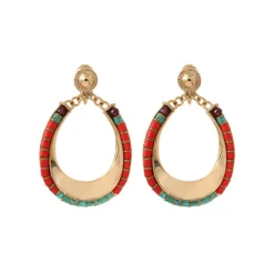 Ninon clip-on earrings - turquoise and red