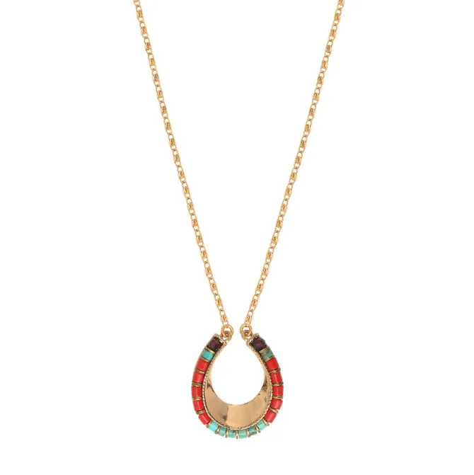 Ninon pendant necklace - turquoise and red