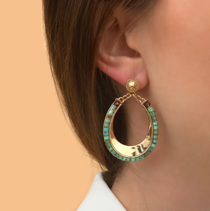 Ninon pierced stud earrings - turquoise