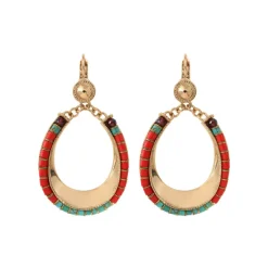 Ninon sleeper earrings - turquoise and red