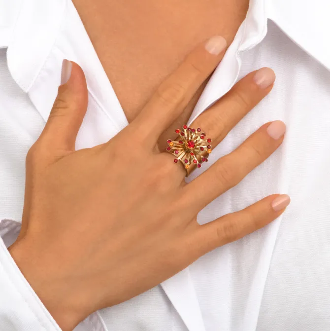 Noémie adjustable medium ring - red