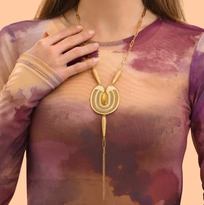 Noor long necklace - yellow