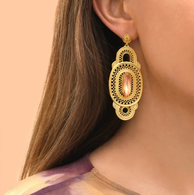 Noor wide post earrings for pierced ears - roses