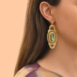 Noor wide stud earrings - green