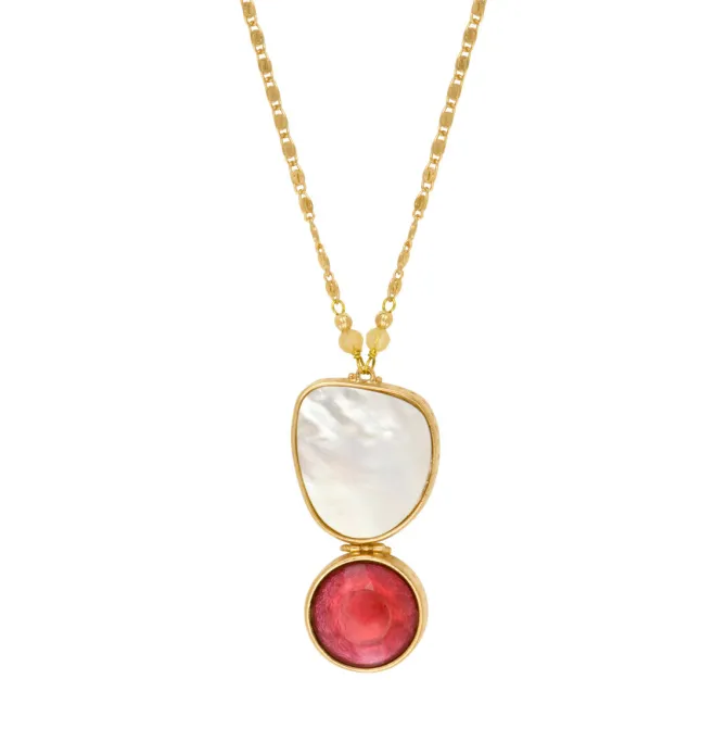 Noto Adjustable Pendant Necklace - Red