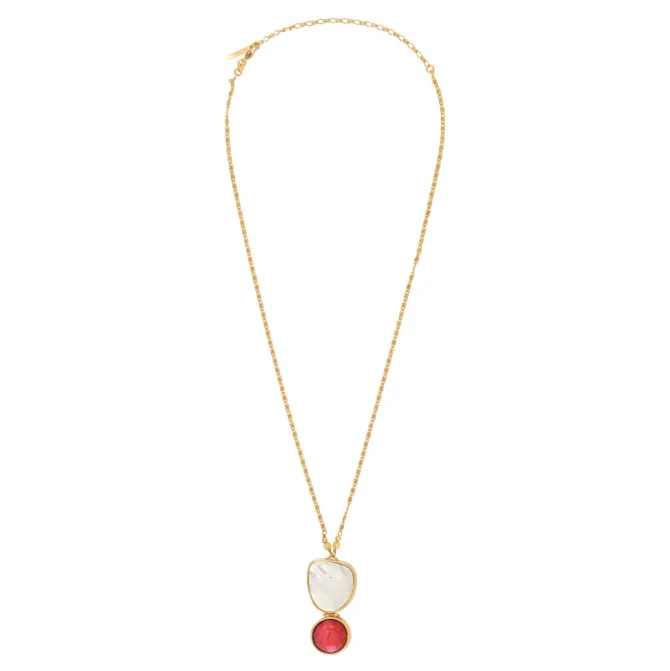 Noto Adjustable Pendant Necklace - Red