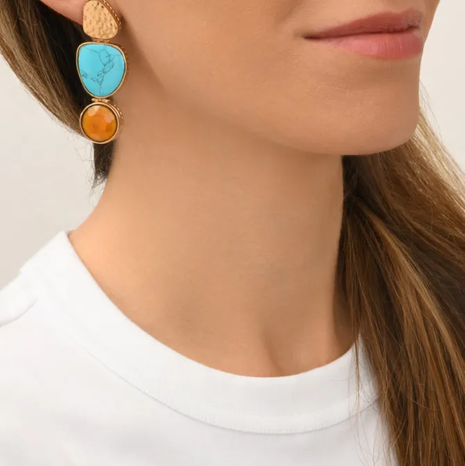 Noto clip-on earrings - turquoise