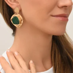 Noto pierced stud earrings - green