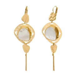 Noto sleeper earrings - mother-of-pearl and gold