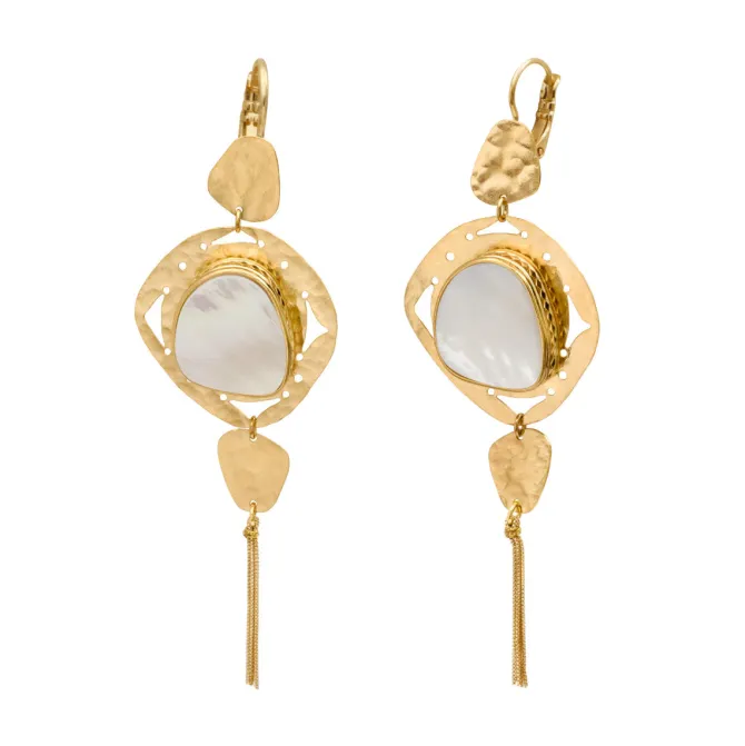 Noto sleeper earrings - mother-of-pearl and gold