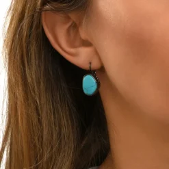 Noto sleeper earrings - ruthenium turquoise