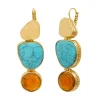 Noto sleeper earrings - turquoise and orange