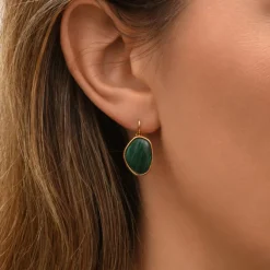 Noto thin sleeper earrings - green