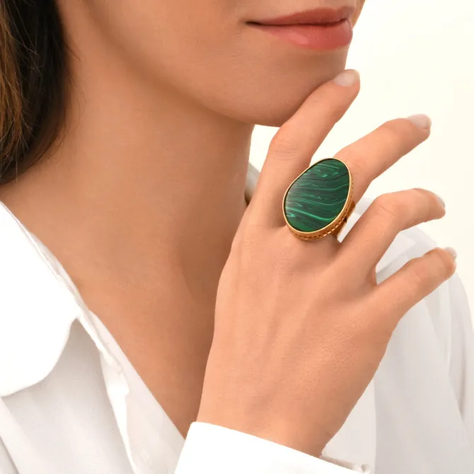Noto wide adjustable ring - green