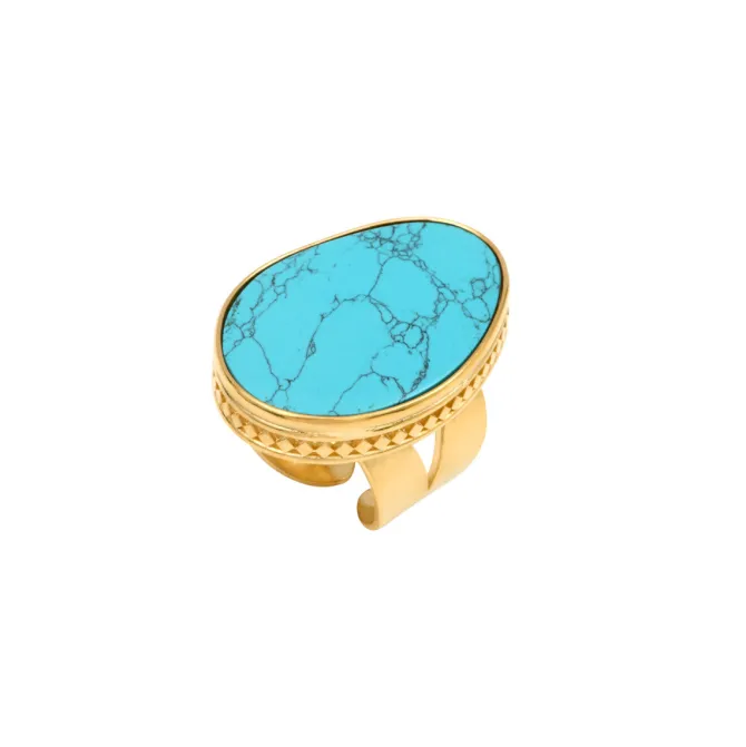 Noto wide adjustable ring - turquoise