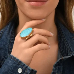 Noto wide adjustable ring - turquoise