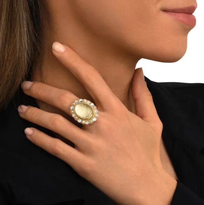 Océane medium oval adjustable ring – white