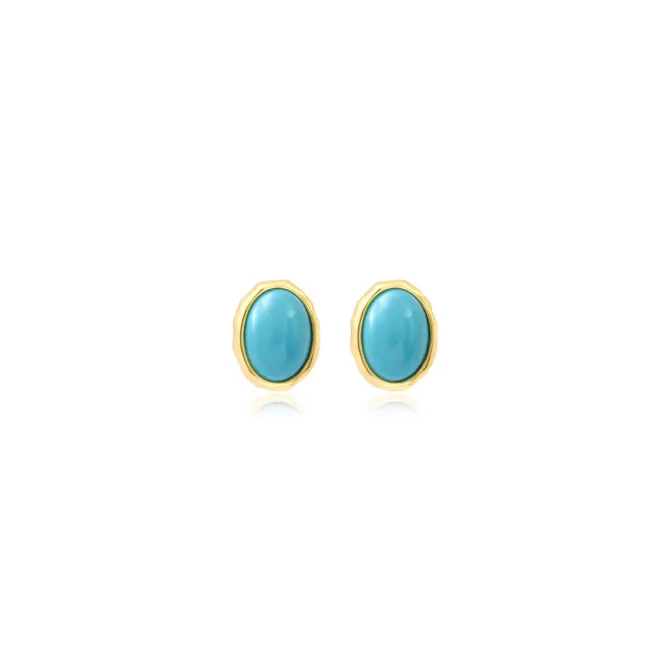 Océane oval pierced stud earrings – turquoise