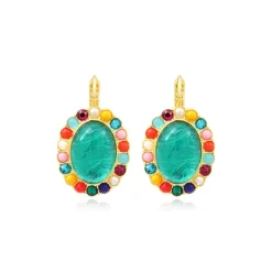 Océane oval sleeper earrings – turquoise