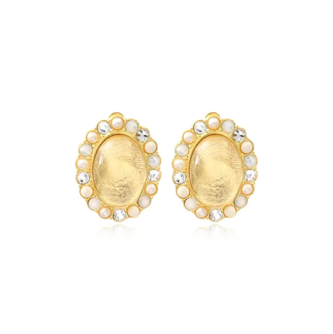 Oceane clip-on earrings – white