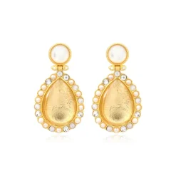 Oceane drop and rhinestone stud earrings – white