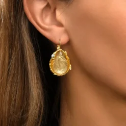 Oceane drop sleeper earrings – white
