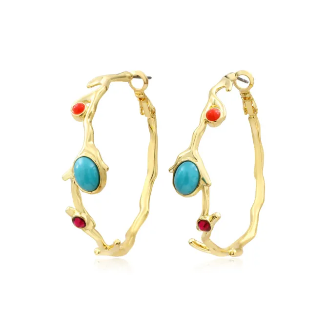 Oceane hoop earrings – turquoise and red