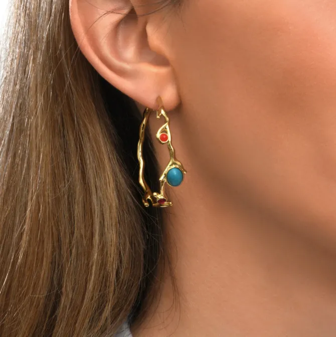 Oceane hoop earrings – turquoise and red