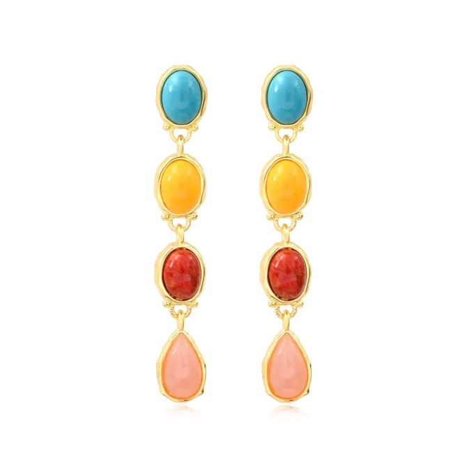 Oceane long pierced stud earrings – multicoloured