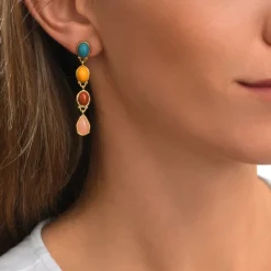 Oceane long pierced stud earrings – multicoloured