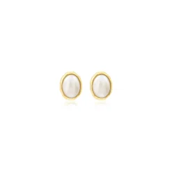 Oceane oval pierced stud earrings – white