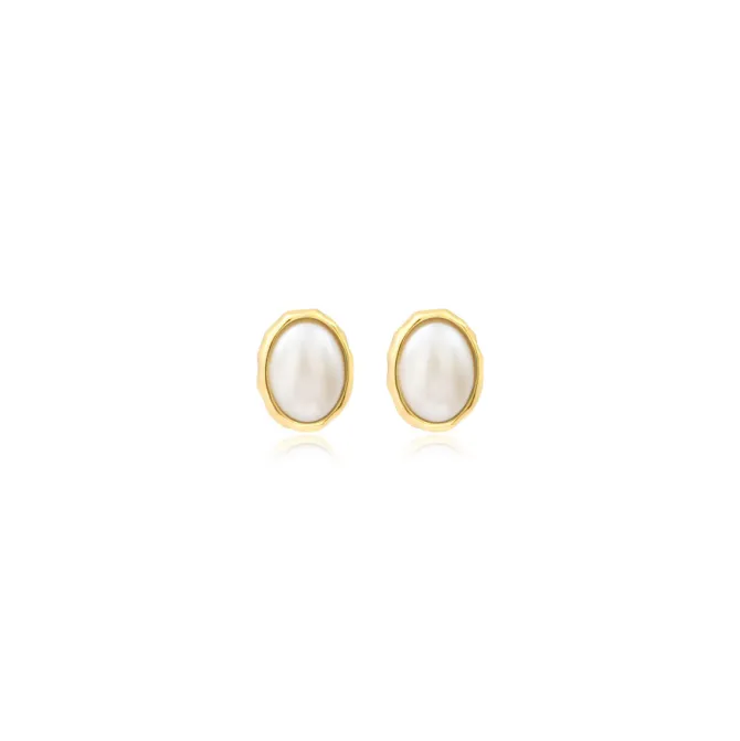 Oceane oval pierced stud earrings – white