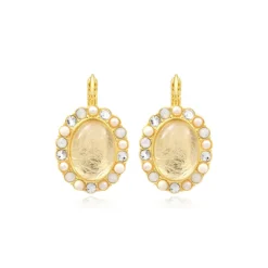 Oceane oval sleeper earrings – white