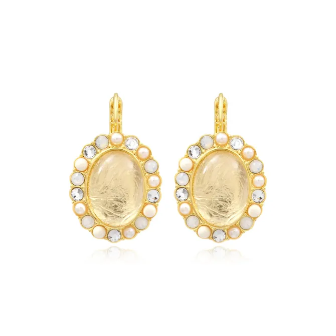 Oceane oval sleeper earrings – white