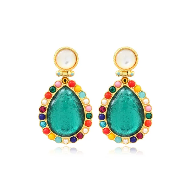 Oceane pierced stud earrings – turquoise