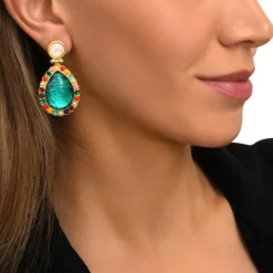 Oceane pierced stud earrings – turquoise