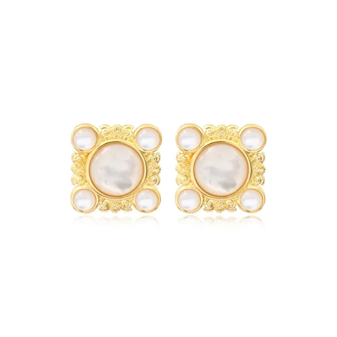 Oceane seashell clip-on earrings – white