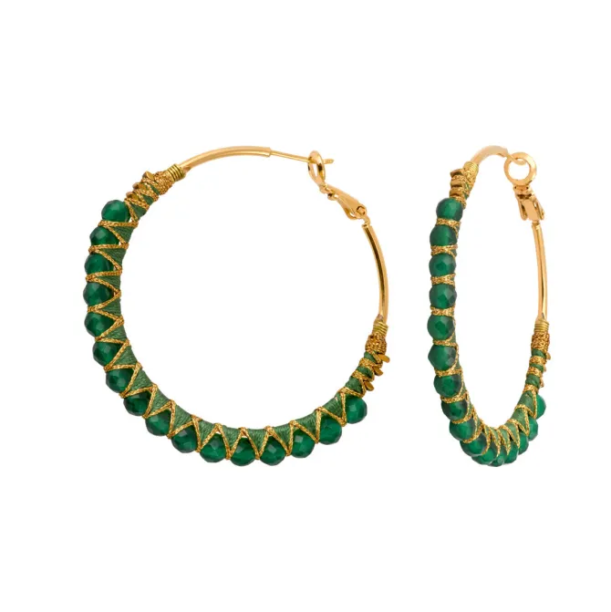 Panarea hoop earrings - green agate