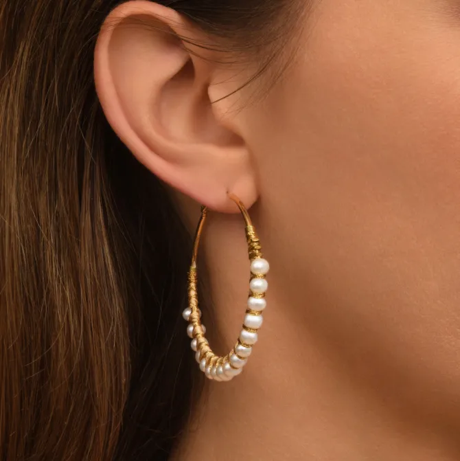 Panarea hoop earrings - white