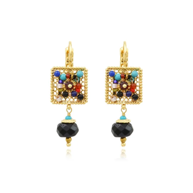 Persian square earrings - multicolored