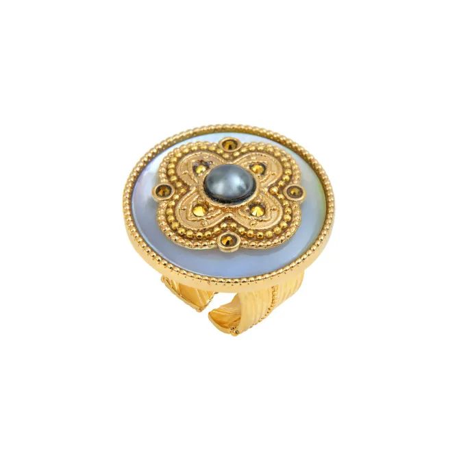 Positano Adjustable Wide Ring - White