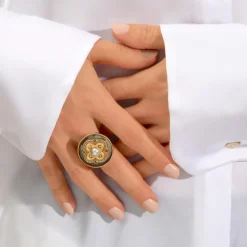 Positano adjustable wide ring - grey mother-of-pearl