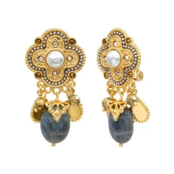 Positano clip-on earrings - grey mother-of-pearl
