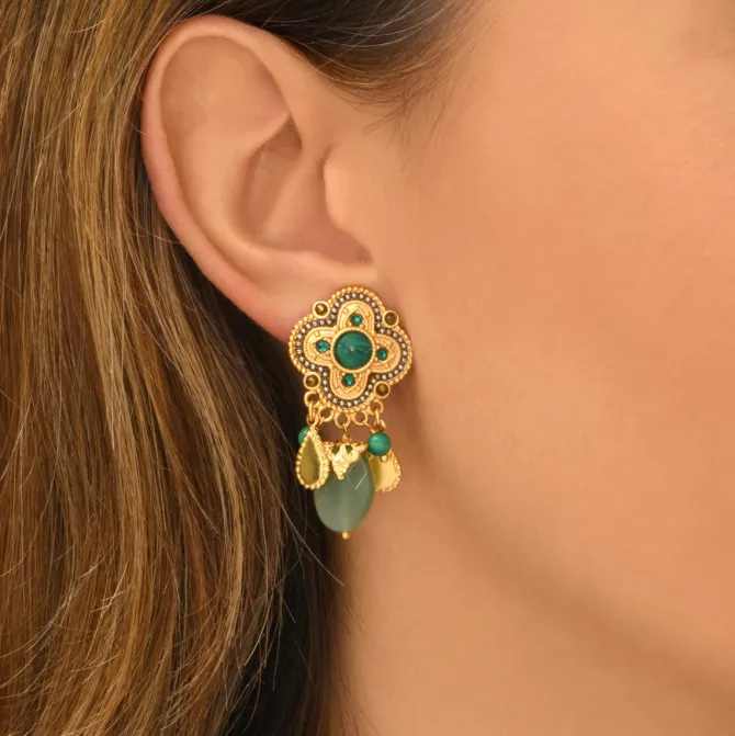 Positano clip-on earrings - green