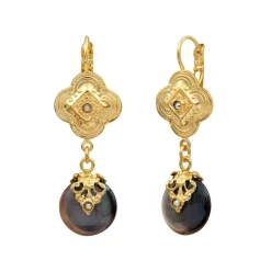 Positano drop sleeper earrings - grey mother-of-pearl