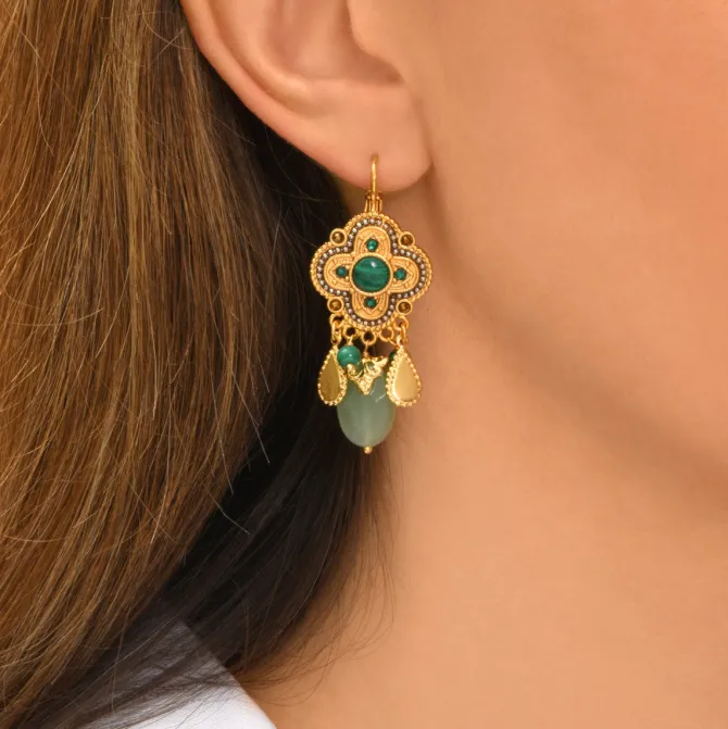 Positano fantasy sleeper earrings - green