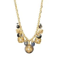 Positano medallion chain necklace - grey mother-of-pearl