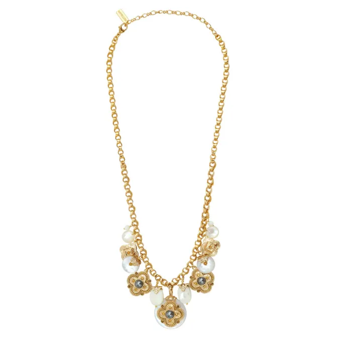 Positano medallion chain necklace - white