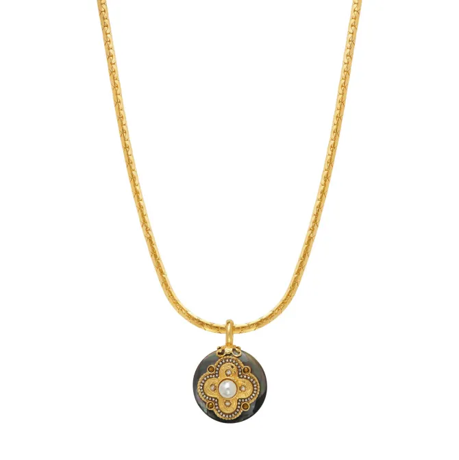 Positano pendant necklace - grey mother-of-pearl