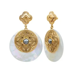 Positano pierced stud earrings - white